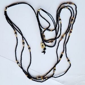 Nakamol black and gold Layer Handcrafted long necklace